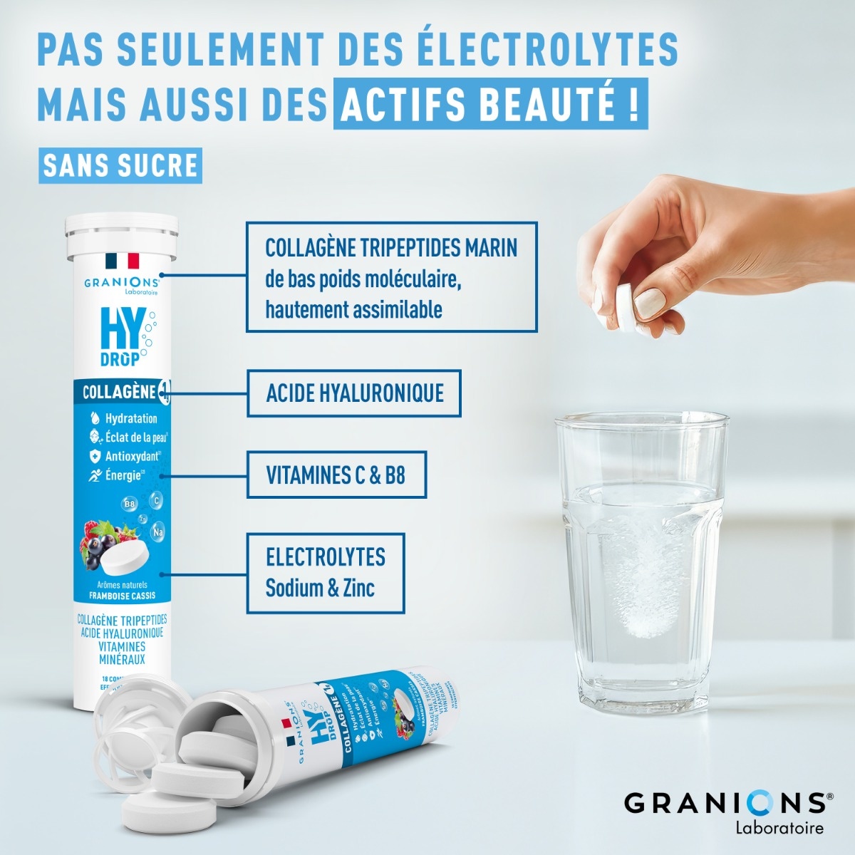 GRANIONS HYDROP – Collagène + Électrolytes 4-en-1