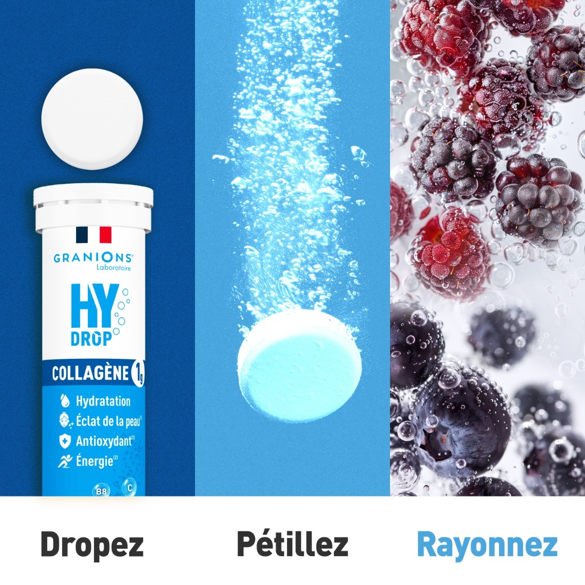 GRANIONS HYDROP – Collagène + Électrolytes 4-en-1
