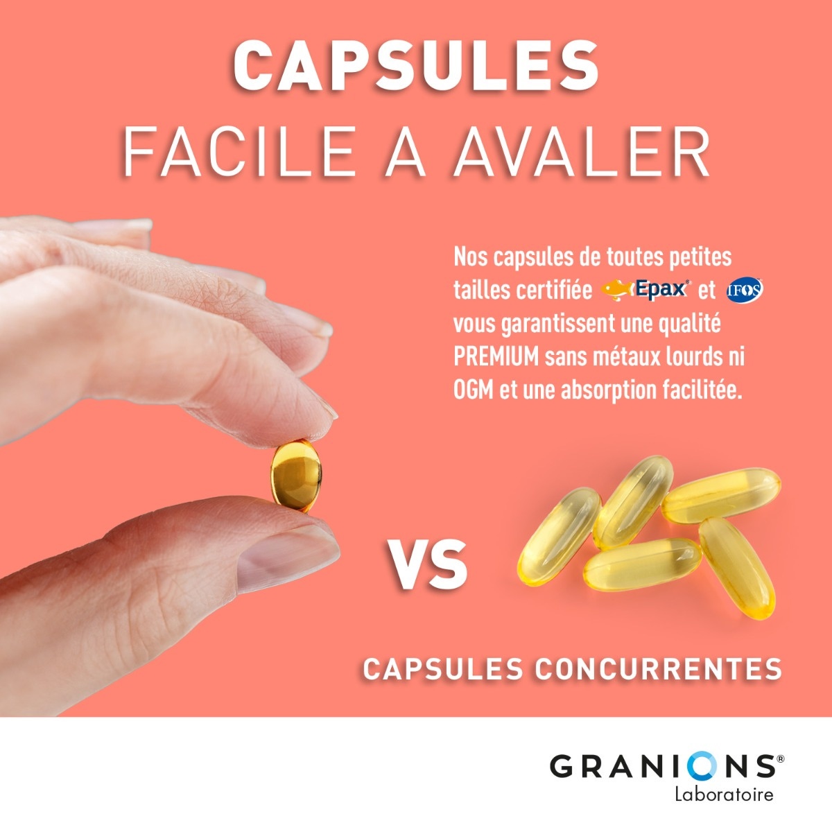 GRANIONS - OMEGA 3 100mg capsules facile à avaler 