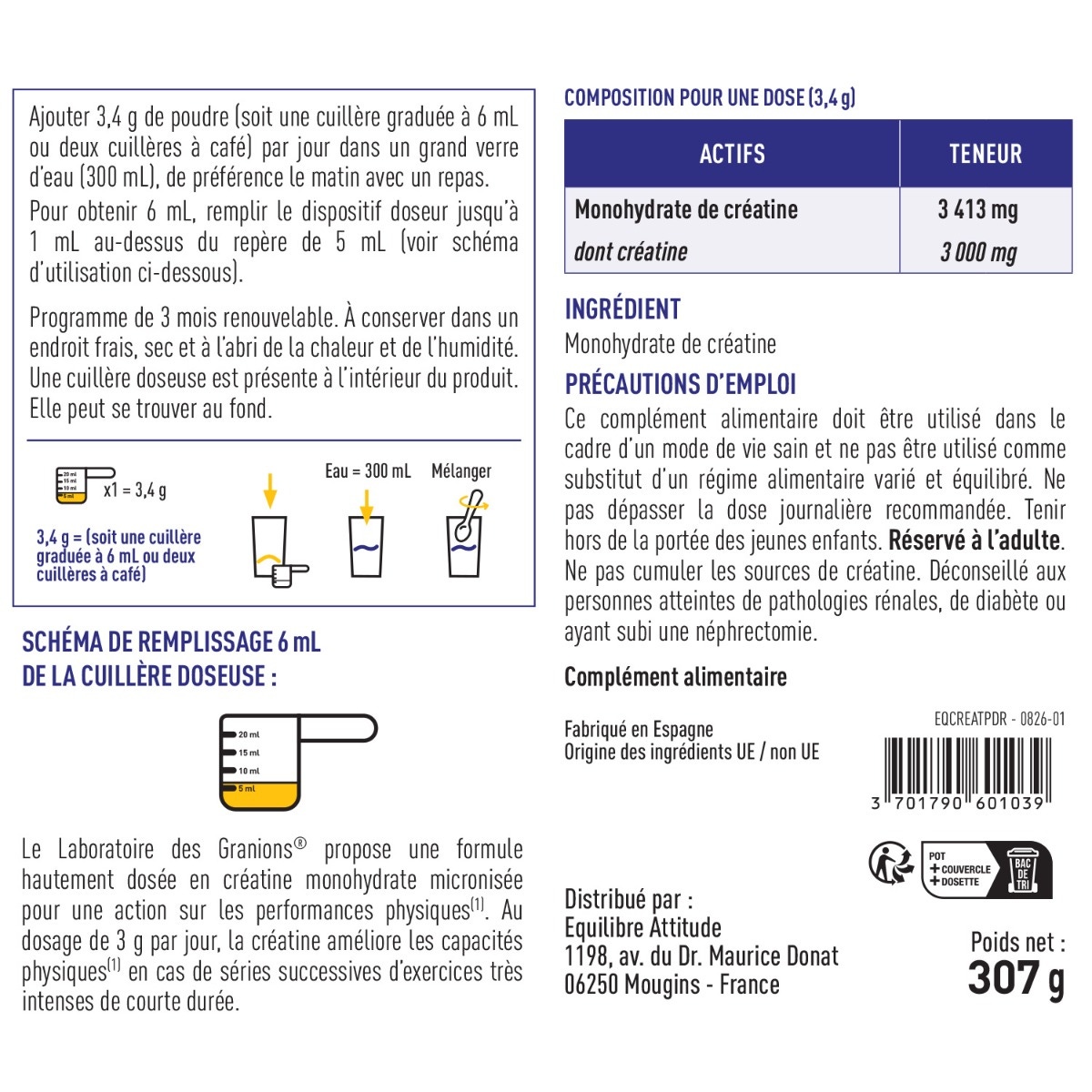 Créatine Monohydrate 3000 mg