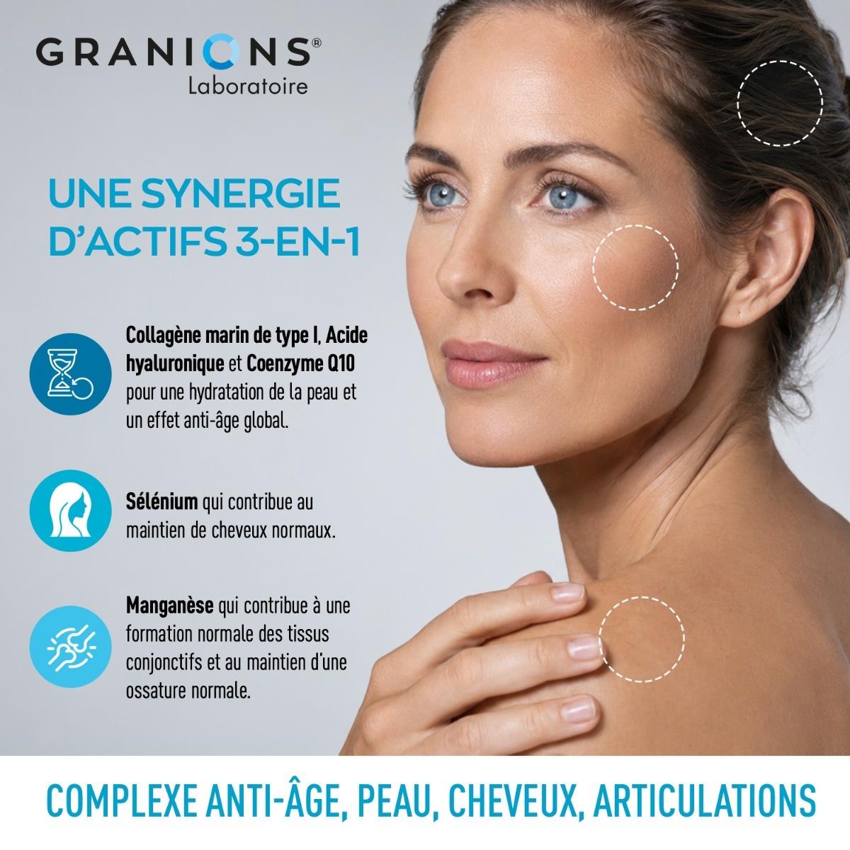 Complexe anti-âge Collagène, Acide Hyaluronique & Coenzyme Q10 - Format 3 mois
