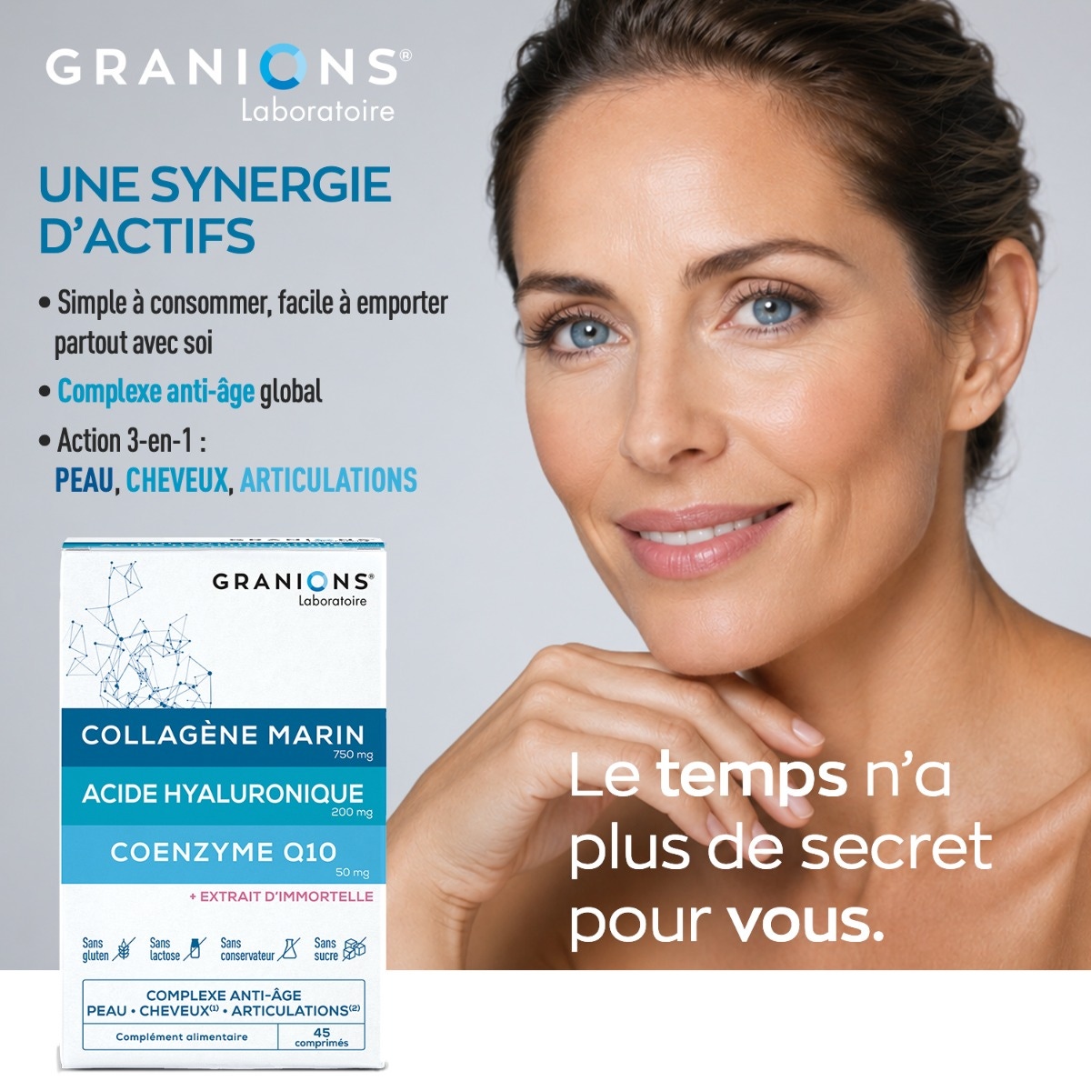 Complexe anti-âge Collagène, Acide Hyaluronique & Coenzyme Q10 - Format 3 mois