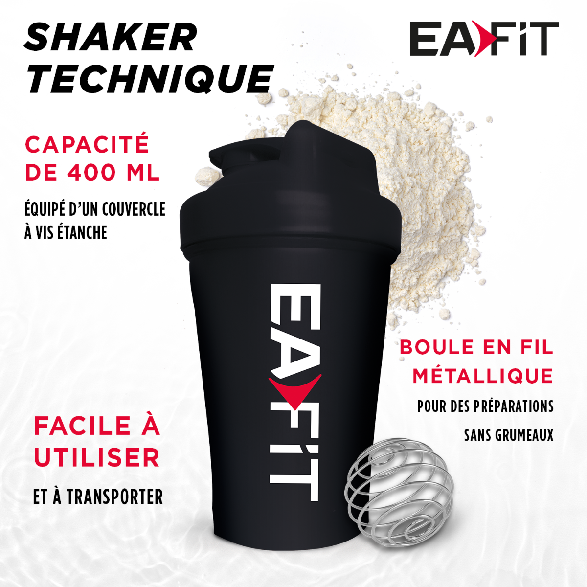 SHAKER 400ML NOIR OPAQUE