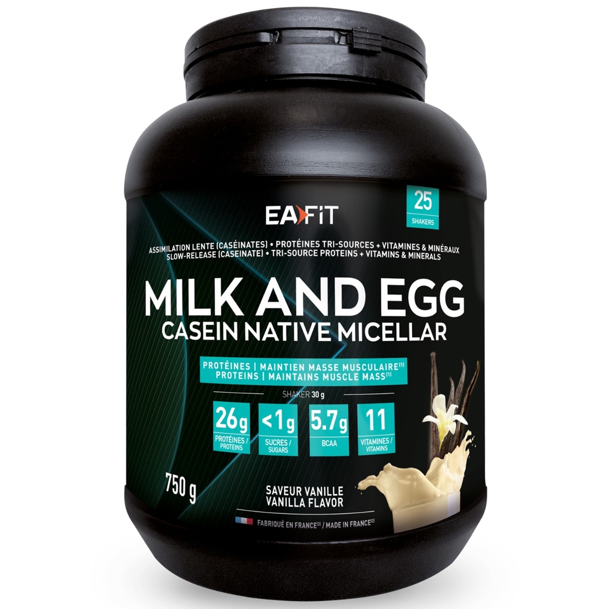 Milk&Egg Micellaire - Protéines - Maintien masse musculaire - Saveur Vanille - EAFIT 