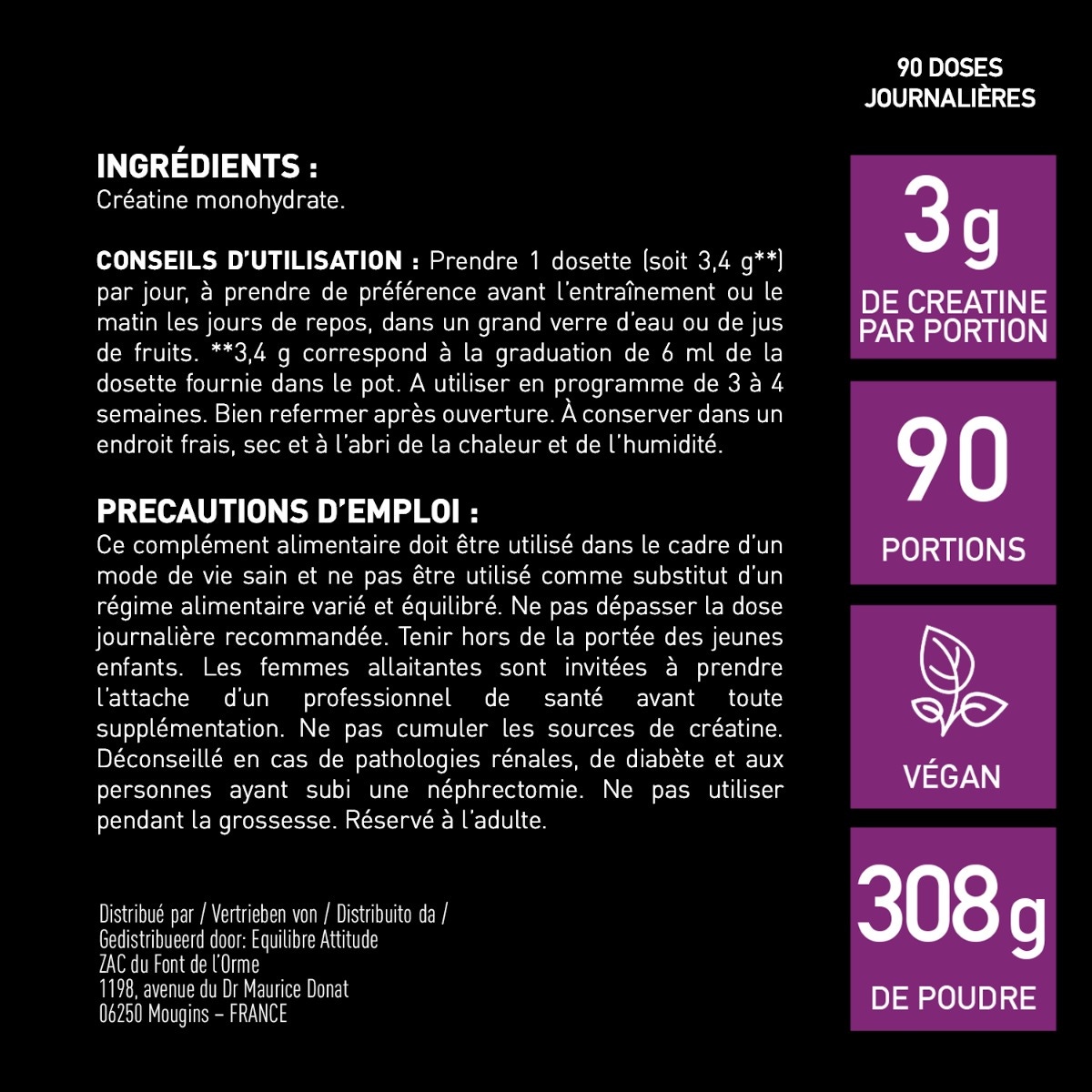 EAFIT Pure Créatine 308 g poudre - 3 mois